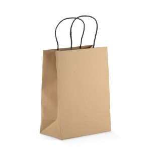 Sac papier kraft PAKLO moyen – 200 g – poignées torsadées noires
