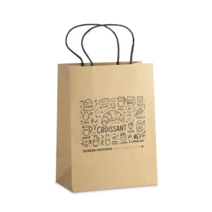 Sac papier kraft PAKLO moyen – 200 g – poignées torsadées noires