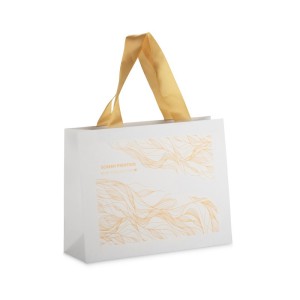 Sac cadeau premium DUNA grand format – papier rigide + poignées ruban tissu – personnalisable