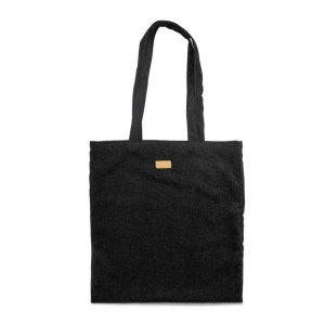 Sac CORDELLA style velours côtelé noir– look vintage – porté épaule – écusson logo