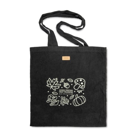 Sac CORDELLA style velours côtelé noir– look vintage – porté épaule – écusson logo