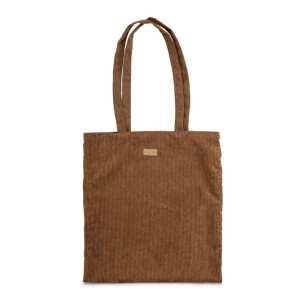 Sac CORDELLA style velours côtelé marron – look vintage – porté épaule – écusson logo