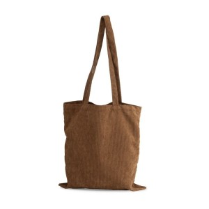 Sac CORDELLA style velours côtelé marron – look vintage – porté épaule – écusson logo