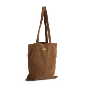 Sac CORDELLA style velours côtelé marron – look vintage – porté épaule – écusson logo