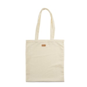 Sac CORDELLA style velours côtelé beige – look vintage – porté épaule – écusson logo