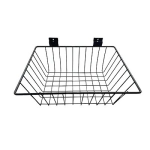 Corbeille fil métal époxy noir pour panneau rainuré  L 35 x P 26,4 x H 13 cm
