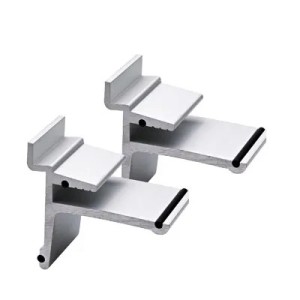 Pince métal pour tablette verre 8 mm sur panneau rainuré – Gris (lot de 2)