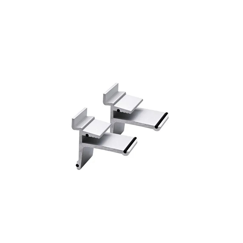 Pince métal pour tablette verre 8 mm sur panneau rainuré – Gris (lot de 2)