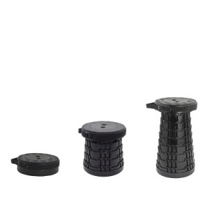 Tabouret télescopique pliant noir avec coussin – Ø25,5 cm / H 45 cm