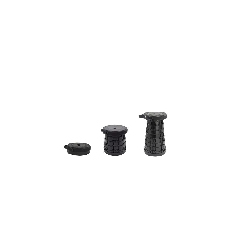 Tabouret télescopique pliant noir avec coussin – Ø25,5 cm / H 45 cm