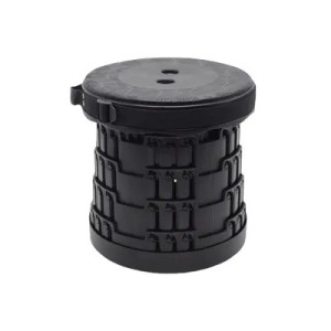 Tabouret télescopique pliant noir avec coussin – Ø25,5 cm / H 45 cm