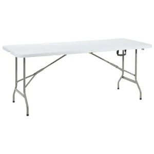 Table pliante portable en plastique HDPE blanc 180 x 74 x 74 cm
