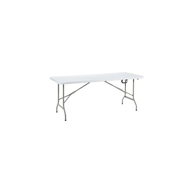 Table pliante portable en plastique HDPE blanc 180 x 74 x 74 cm