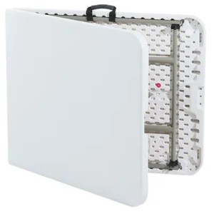 Table pliante portable en plastique HDPE blanc 180 x 74 x 74 cm