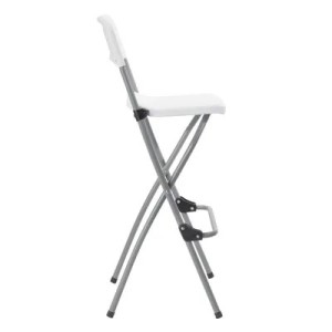 Chaise haute pliante plastique HDPE blanc 51 x 46 x H 100,5 cm – Tabouret haut pliant
