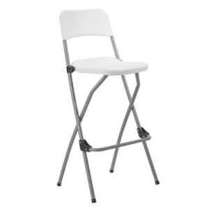 Chaise haute pliante plastique HDPE blanc 51 x 46 x H 100,5 cm – Tabouret haut pliant