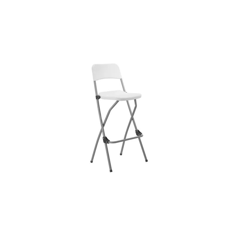 Chaise haute pliante plastique HDPE blanc 51 x 46 x H 100,5 cm – Tabouret haut pliant