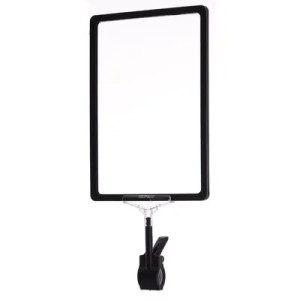 Pince porte-étiquette pivotante noire ABS – fixation jusqu’à 35 mm (lot de 10)