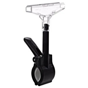 Pince porte-étiquette pivotante noire ABS – fixation jusqu’à 35 mm (lot de 10)
