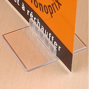 Support affichette droit à poser – transparent (lot de 20)
