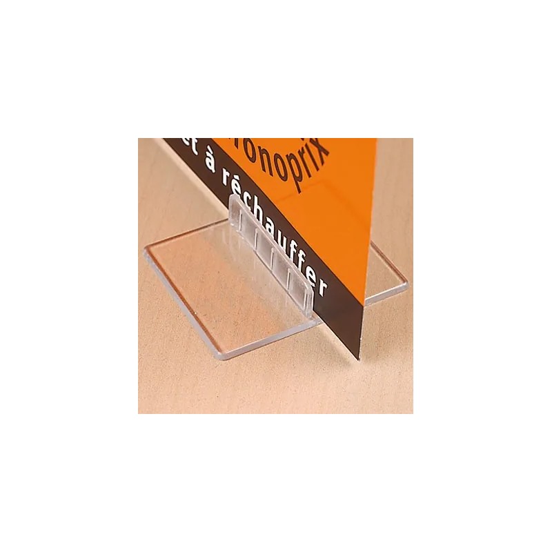 Support affichette droit à poser – transparent (lot de 20)