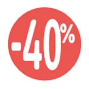 Étiquette Soldes « -40% » rouge fluo Ø 30 mm – sticker promotionnel (lot de 500)
