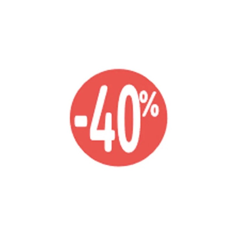 Étiquette Soldes « -40% » rouge fluo Ø 30 mm – sticker promotionnel (lot de 500)