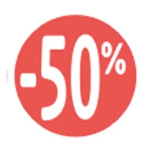 Étiquette Soldes « -40% » rouge fluo Ø 30 mm – sticker promotionnel (lot de 500)