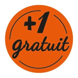 Gommettes adhésives « + 1 gratuit » Ø 36 mm – orange fluo