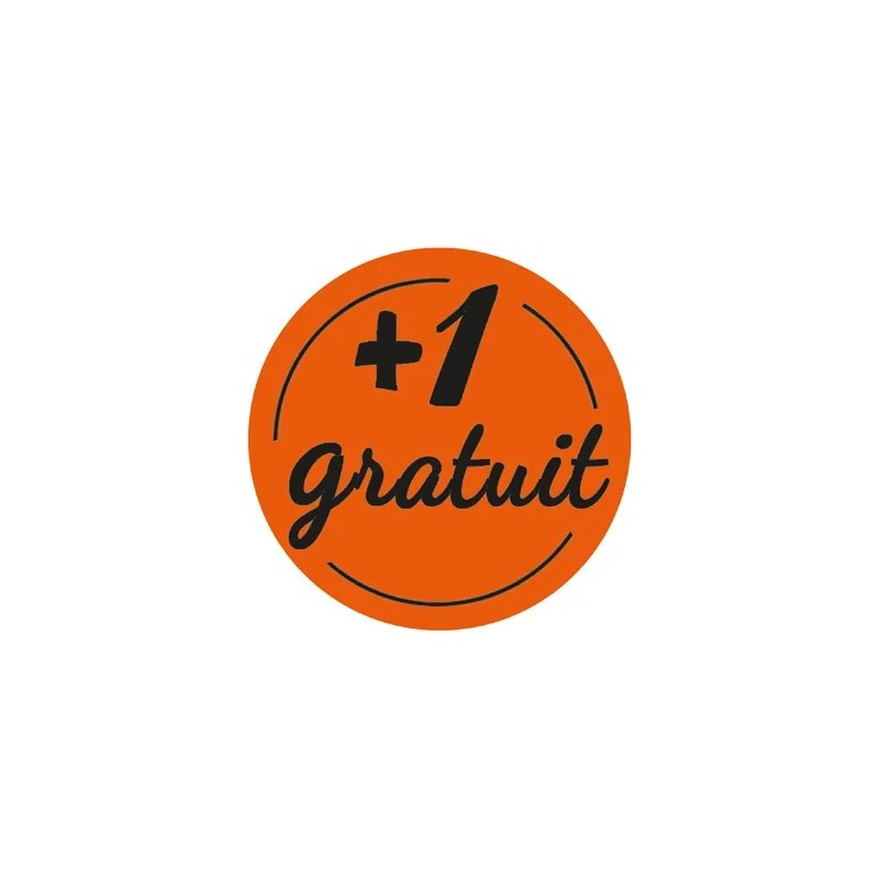 Gommettes adhésives « + 1 gratuit » Ø 36 mm – orange fluo
