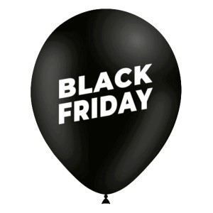 Ballon latex noir Black Friday – Ø 30 cm (lot de 8)