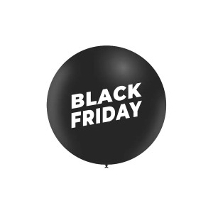 Ballon géant latex noir Black Friday – Ø 91 cm impression double face
