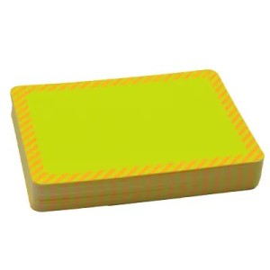Étiquettes carton 8 x 6 indélébiles jaune fluo liseré rouge Pqt de 100