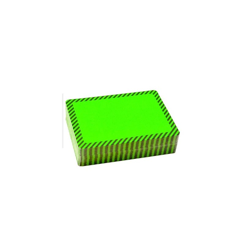 Étiquettes carton 8 x 6 cm indélébiles vert fluo liseré noir Pqt de 100