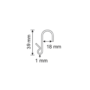 Crochet métal S 39 mm asymétrique pour cross-merchandising  39 mm
