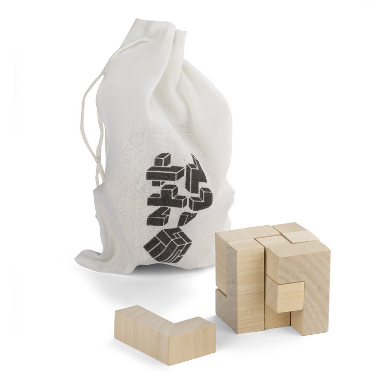 Puzzle CUBE bois avec sac coton personnalisé | Apothiclick
