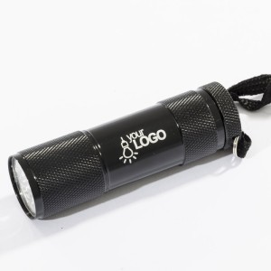Lampe de poche RAY 9 LED noire personnalisable gravure | Apothiclick