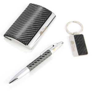 Coffret cadeau JOE noir personnalisé (stylo + porte-clés + porte-cartes) | Apothiclick