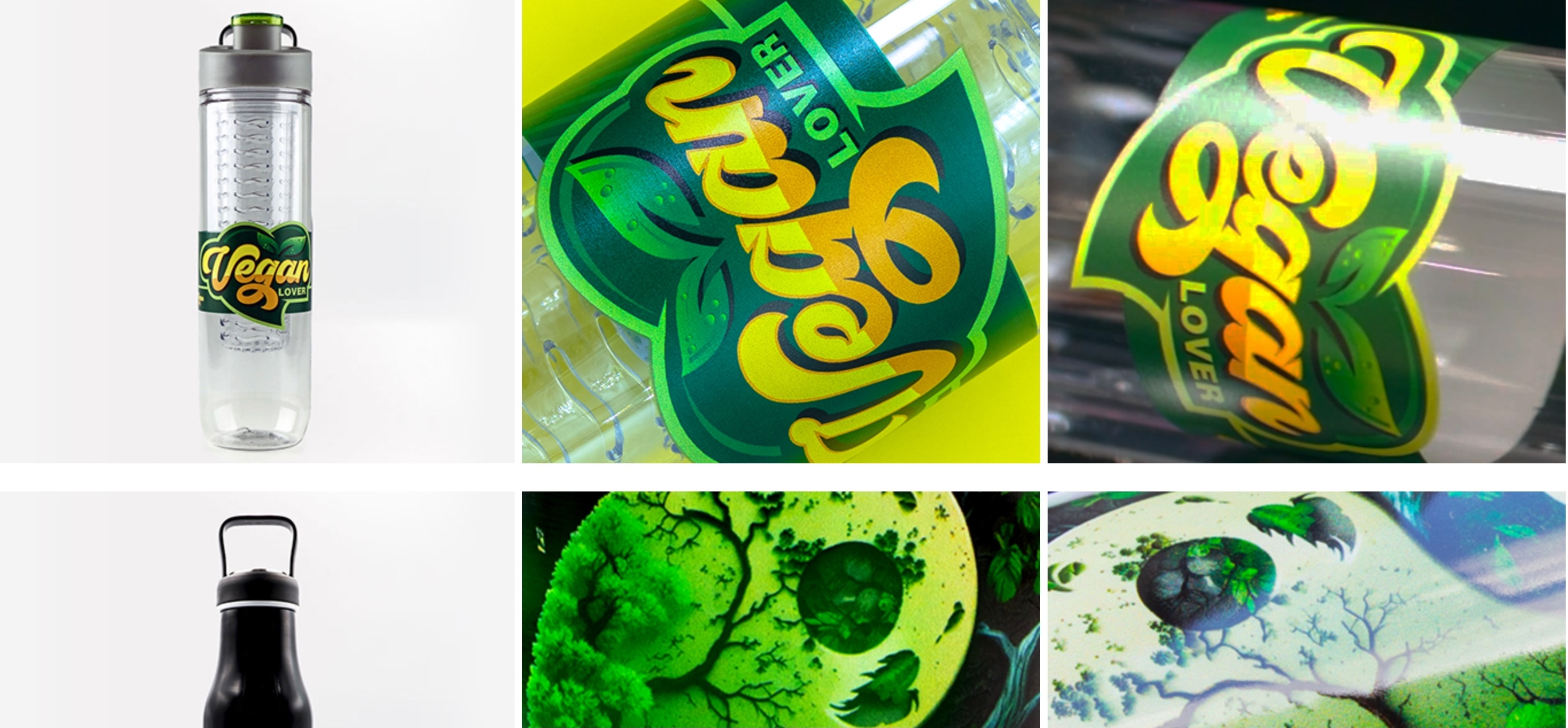 Exemple de marquage UV 360 sur bouteille promotionnelle